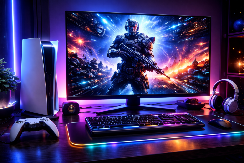 Best Gaming Monitor for PS5 comparison showing 4K, 1440p, and 1080p resolution differences