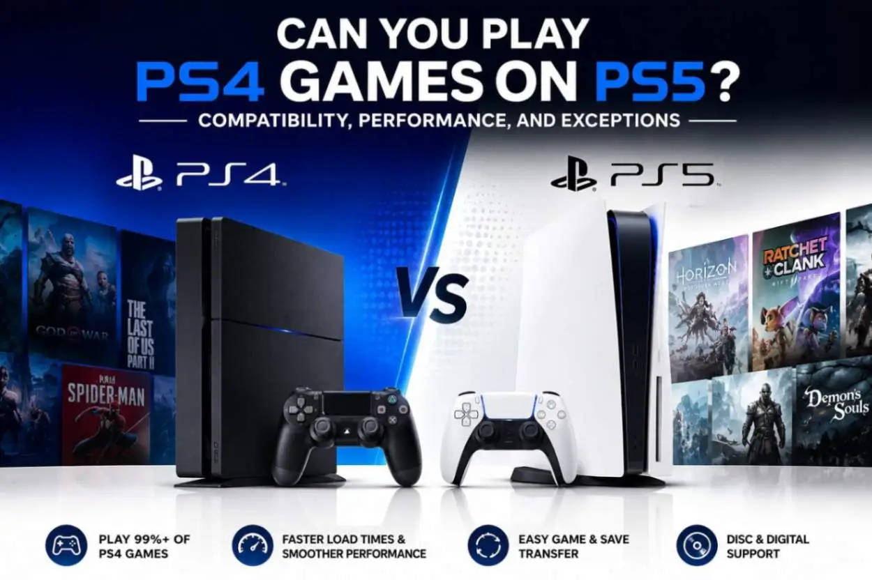 PS4 and PS5 console comparison showing backward compatibility support