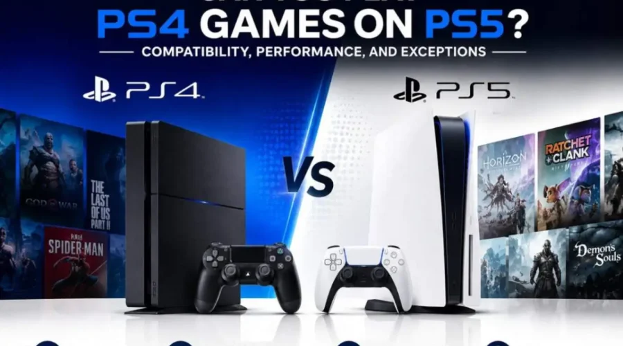 PS4 and PS5 console comparison showing backward compatibility support